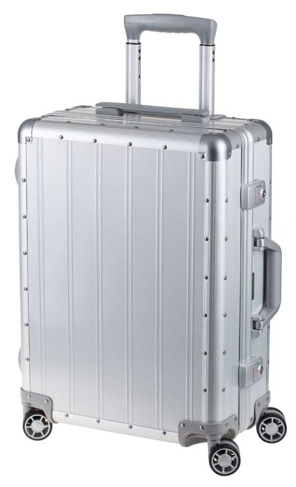 Valise de voyage avec 4 roulettes - Aluminium Argent Mat ALUMAXX