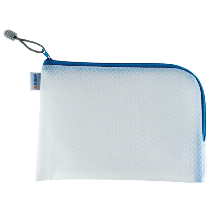 Pochette universelle à zip - 260 x 200 mm - Transparent / Bleu HERMA Mesh  Bags