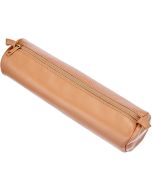 Trousse ronde pour stylos - Cuir Naturel - 22 cm : CLAIREFONTAINE Visuel