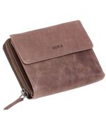Photo Porte-monnaie en cuir - 100 x 40 x 130 mm - Gris marron MIKA