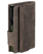 Photo Porte-monnaie avec porte-cartes - Cuir - Gris / Vert CLICKSAFE