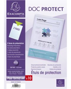 Lot de 10 étuis de protection A4 - 2 faces - 210 x 297 mm EXACOMPTA Premium Visuel