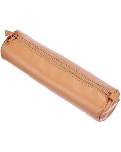 Trousse ronde pour stylos - Cuir Naturel - 22 cm : CLAIREFONTAINE Visuel