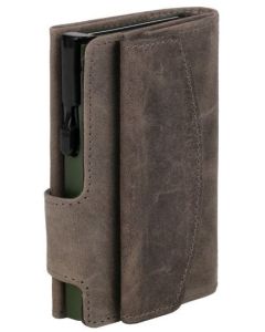 Photo Porte-monnaie avec porte-cartes - Cuir - Gris / Vert CLICKSAFE