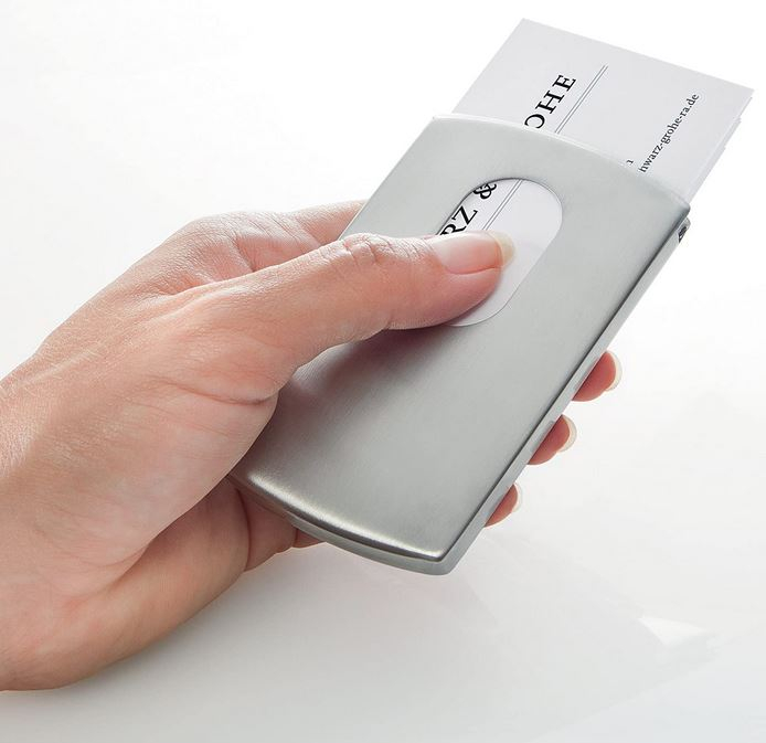 Étui distributeur pour cartes de Visite Inox Argent SIGEL Snap