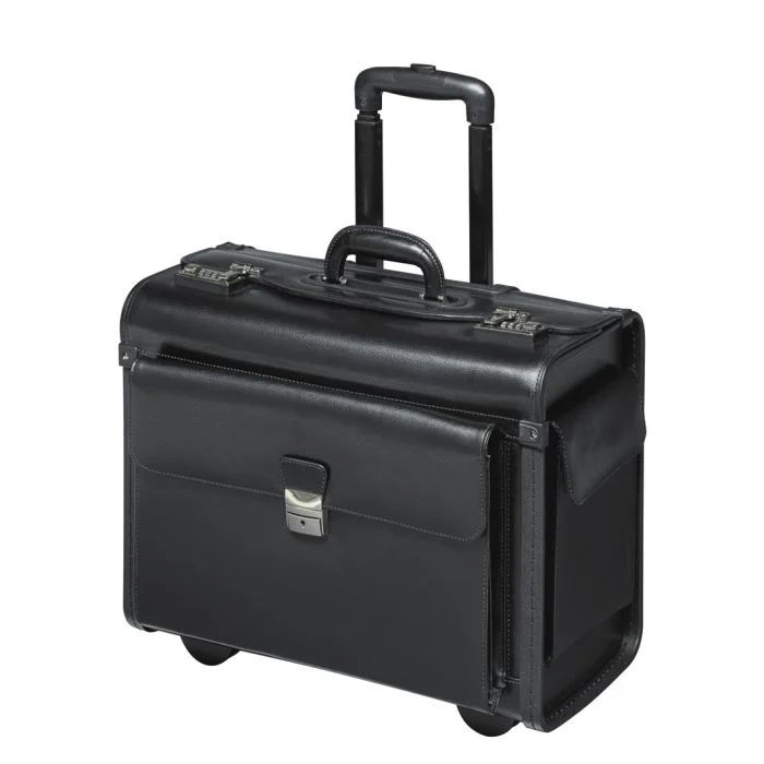 Valise de Pilote avec Trolley en simili-cuir SILVANA noir ALASSIO